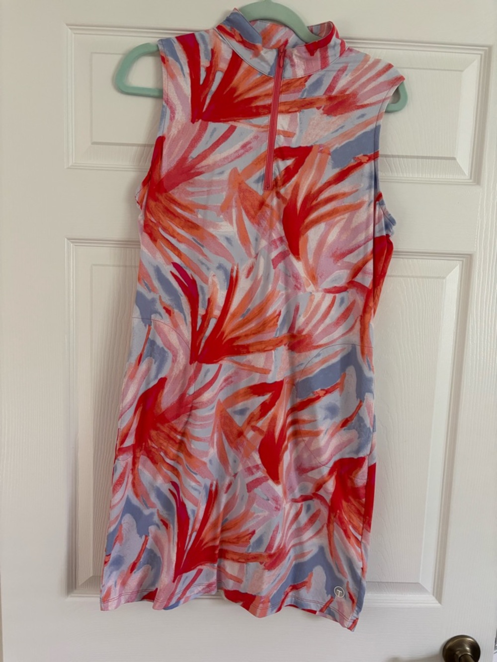 Tribal Sleeveless Dress in Red and Orange Abstract Print
